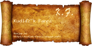 Kudlák Fanni névjegykártya