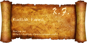 Kudlák Fanni névjegykártya